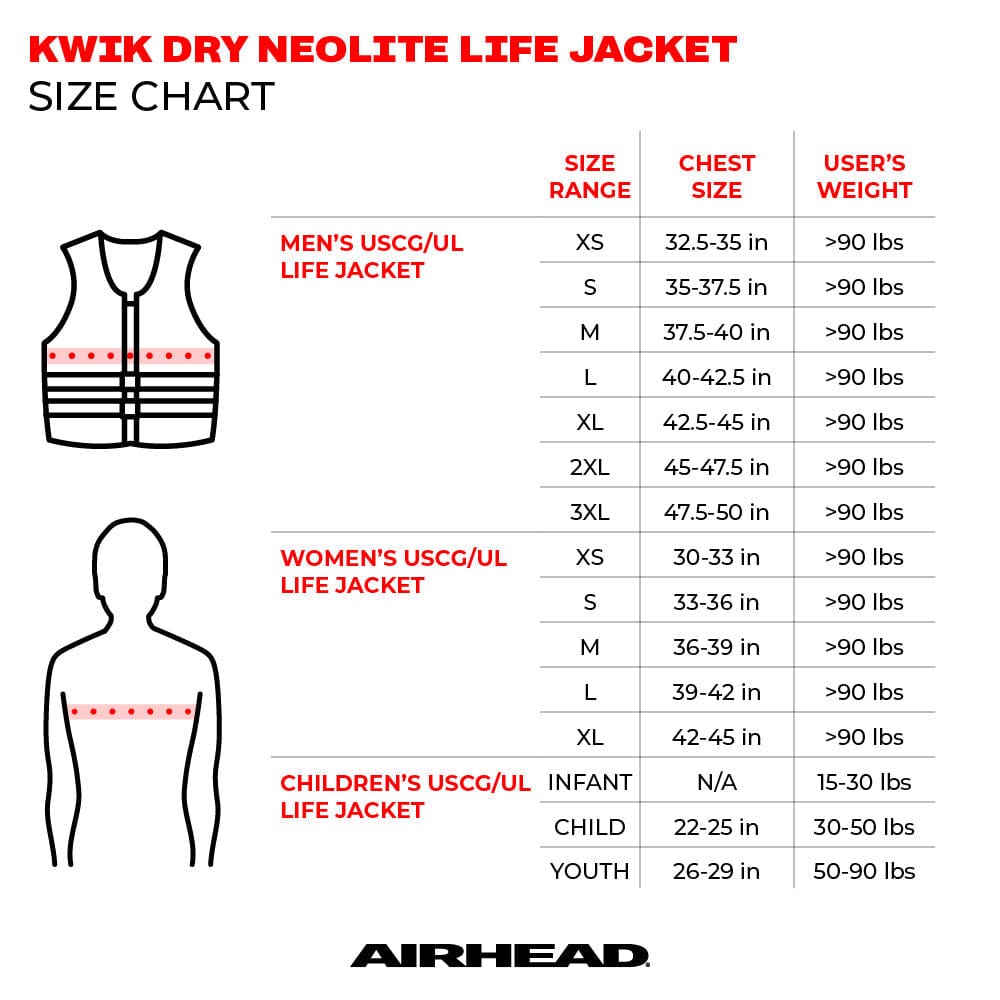 Kwik Tek Qualifies for Free Shipping AIRHEAD Neolite Orca XS Jacket #1007507BBK