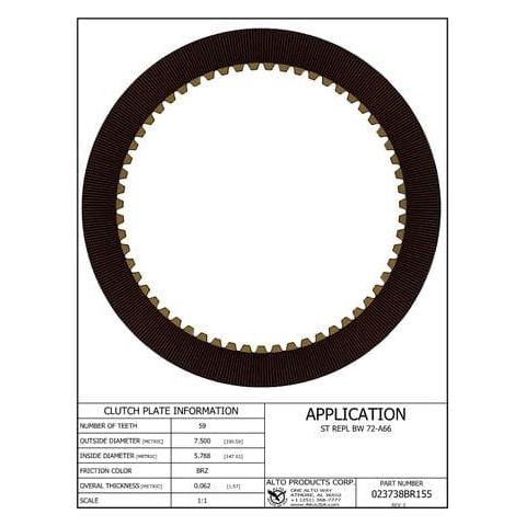 Alto Products Qualifies for Free Shipping Alto Products Bronze Reverse Clutch Plate .061 #023738BR155