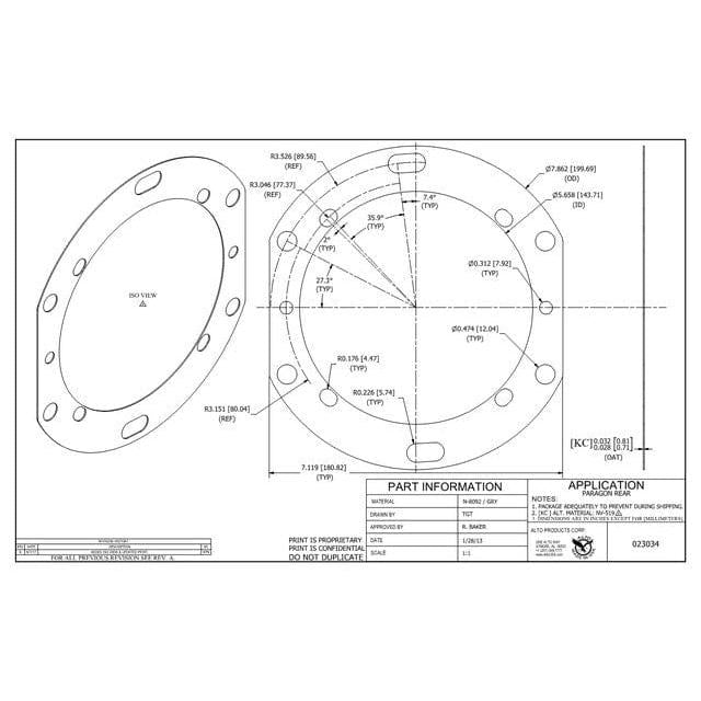 Alto Products Qualifies for Free Shipping Alto Products Gasket Paragon Rear #23034