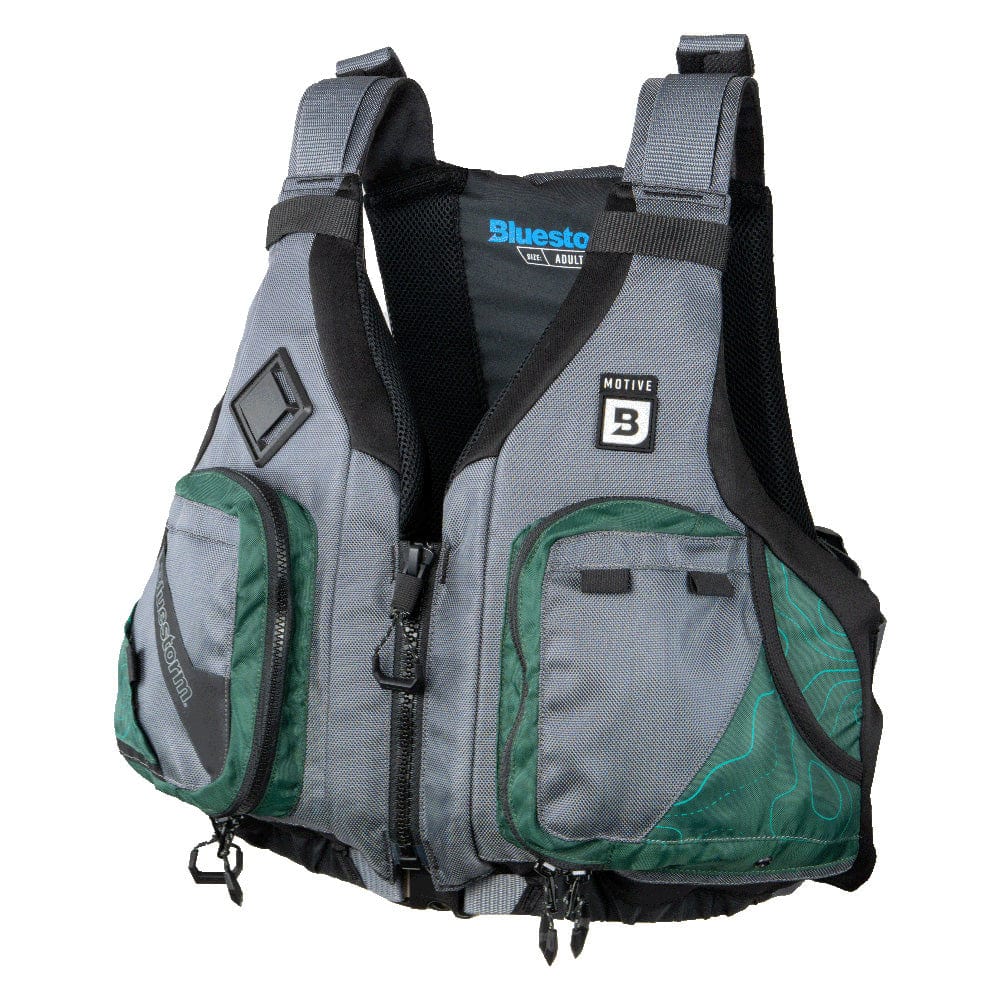 Bluestorm Qualifies for Free Shipping Bluestorm Motive Kayak Fishing Vest Hunter Green L/XL #BS-248-HNT-L/XL