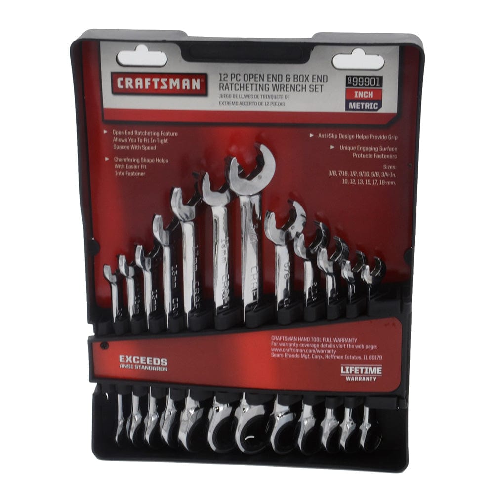 CRAFTSMAN Qualifies for Free Shipping Craftsman 12-Piece Open End & Box End Ratcheting Wrench Set #99901