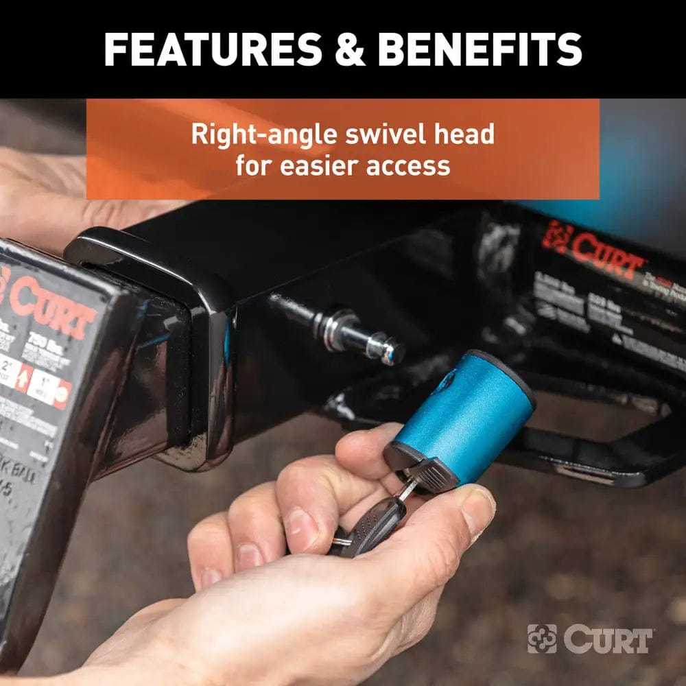 CURT Qualifies for Free Shipping CURT 1/2" Hitch Lock with 5/8" Sleeve Blue Aluminum #23506