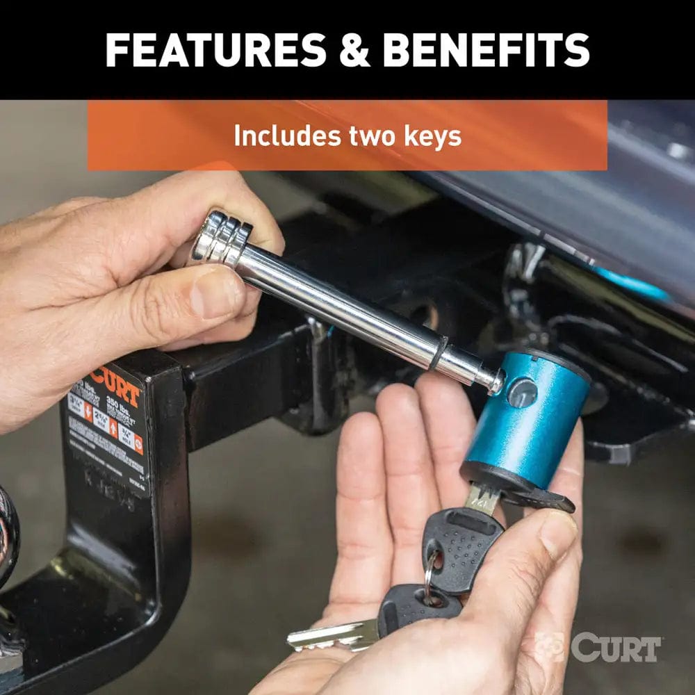 CURT Qualifies for Free Shipping CURT 1/2" Hitch Lock with 5/8" Sleeve Blue Aluminum #23506