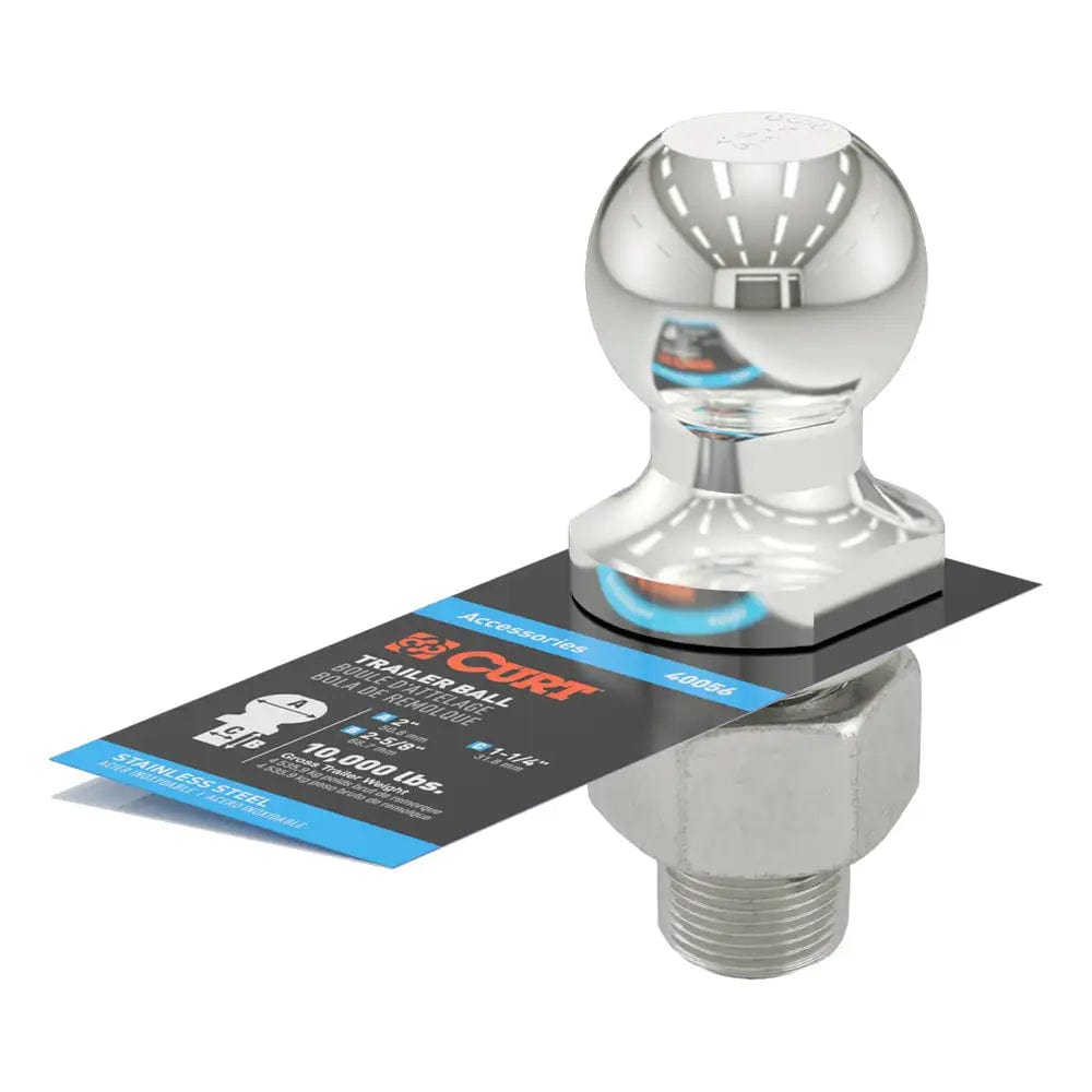 CURT Qualifies for Free Shipping CURT 2" SS Hitch Ball 10000 lb 1-1/4" x 2-5/8" Shank #40056