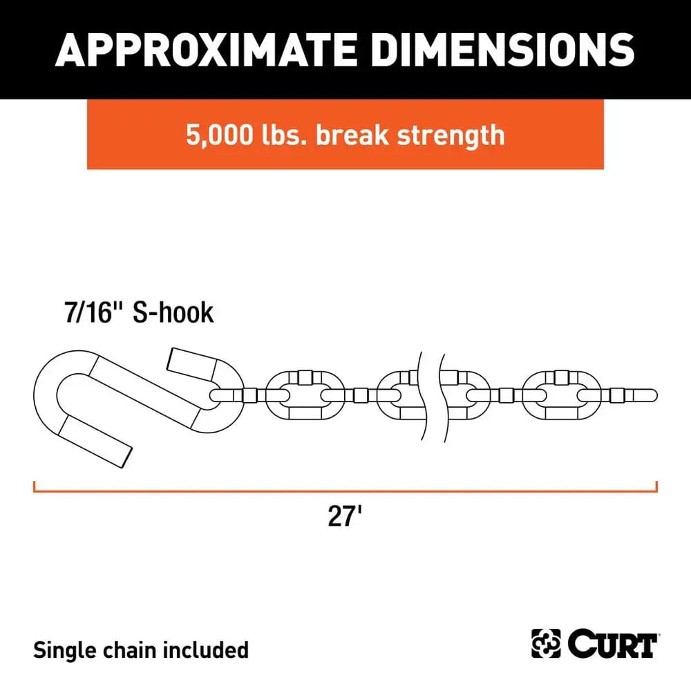 CURT Qualifies for Free Shipping CURT 27" Safety Chain with S-Hook #80040