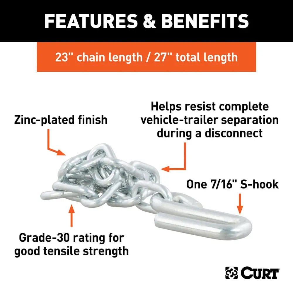 CURT Qualifies for Free Shipping CURT 27" Safety Chain with S-Hook #80040