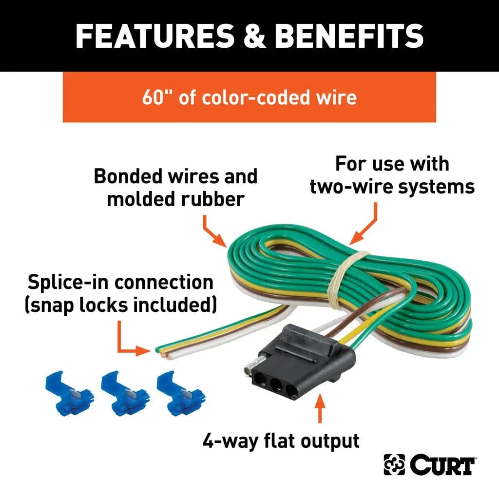 CURT Qualifies for Free Shipping CURT 4-Way Socket 60" Wires Vehicle Side #58044