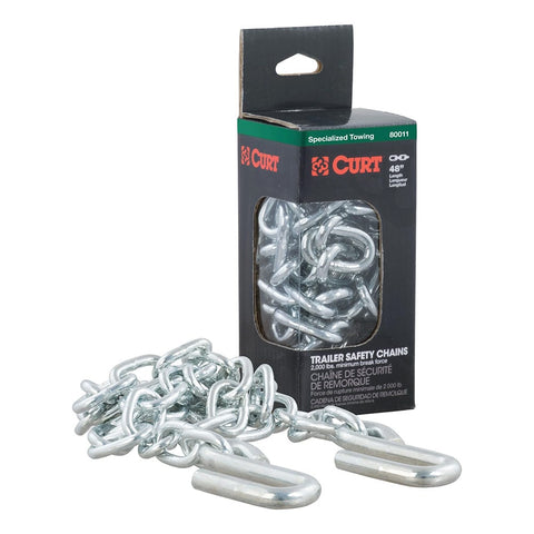 CURT Qualifies for Free Shipping CURT 48" Safety Chain with 2 S-Hooks 2000 lb Clear Zinc #80011