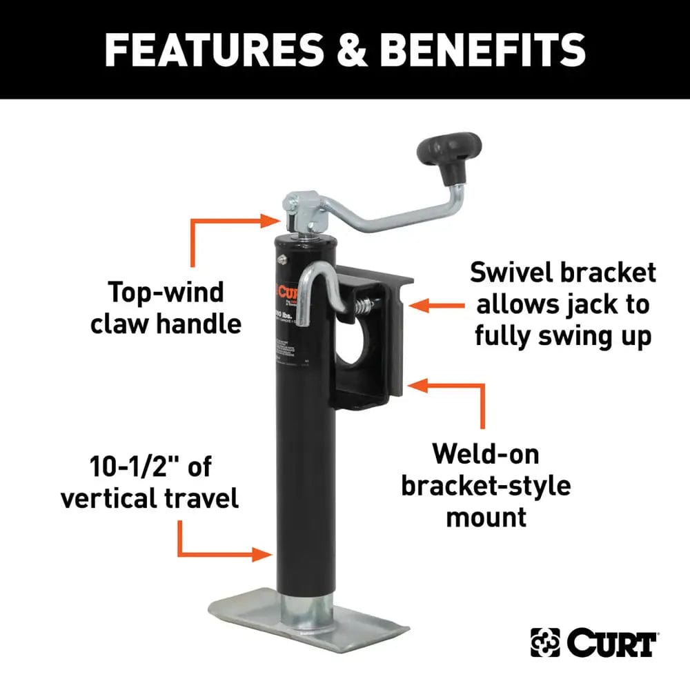 CURT Qualifies for Free Shipping CURT Bracket-Mount Swivel Jack with Top Handle #28300