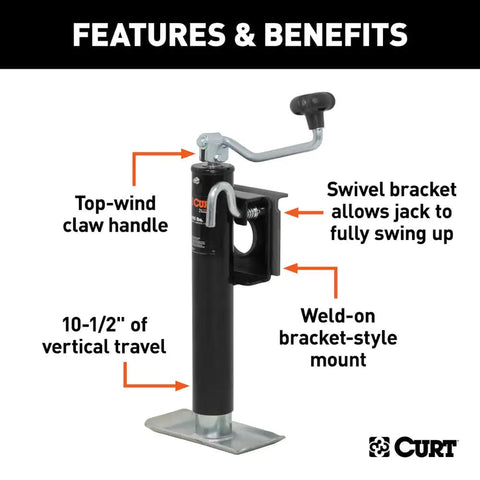 CURT Qualifies for Free Shipping CURT Bracket-Mount Swivel Jack with Top Handle #28300