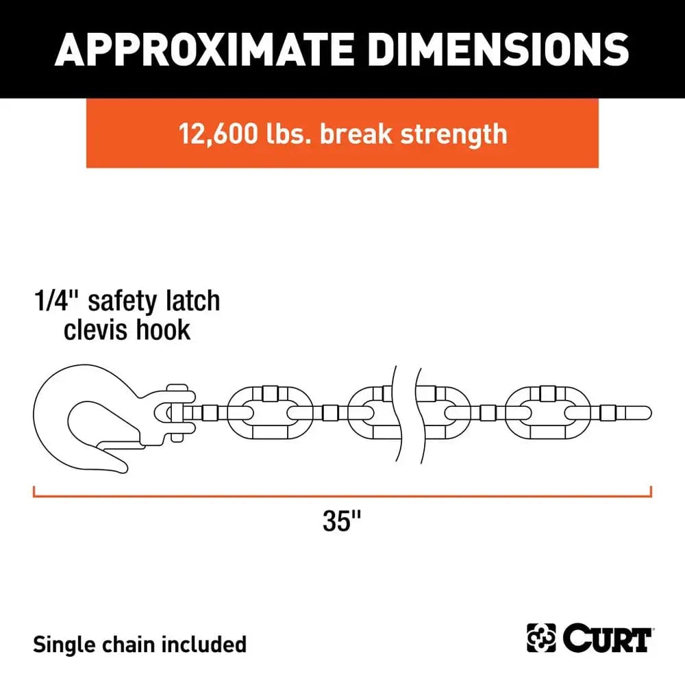 CURT Qualifies for Free Shipping CURT Safety Chain with 1 Clevis Hook #80303