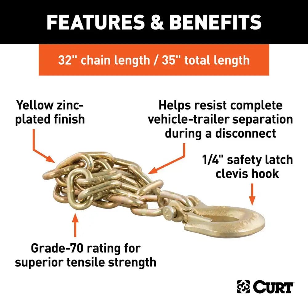 CURT Qualifies for Free Shipping CURT Safety Chain with 1 Clevis Hook #80303