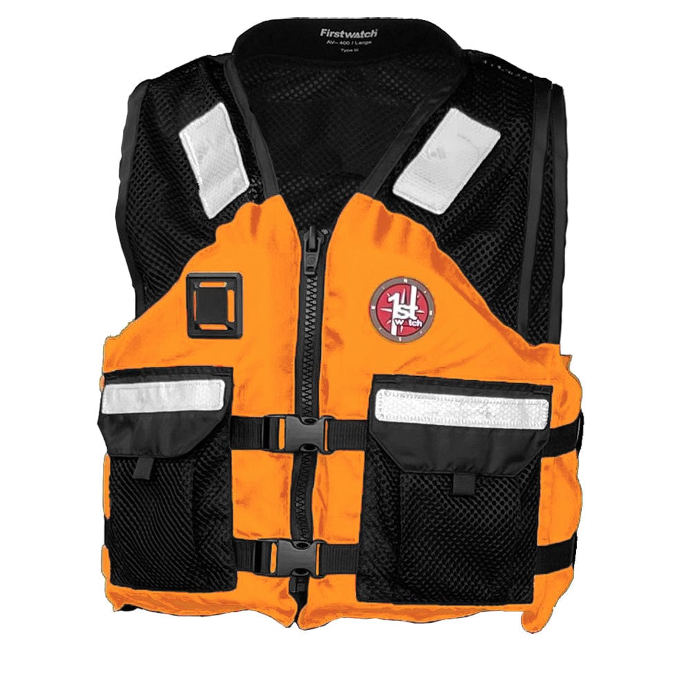 First Watch Qualifies for Free Shipping First Watch AV-5001 Mesh Crew Vest Hi-Vis Orange/Black S/M #AV-5001-OB-S/M