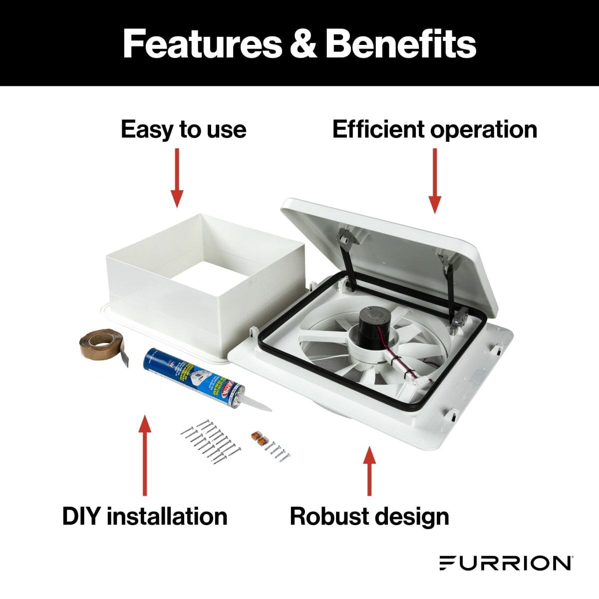 Furrion Qualifies for Free Shipping Furrion Roof Vent Fan with Lid 14" White #2023042193