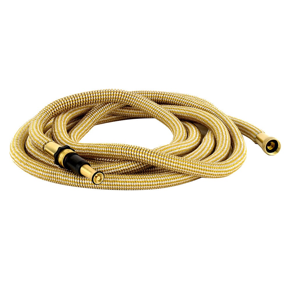HoseCoil Qualifies for Free Shipping Hosecoil 50' Expandable Pro Gold/White with Brass Twist #HEP50K