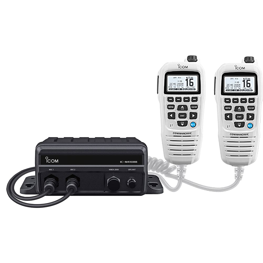Icom Qualifies for Free Shipping Icom Black Box VHF with White Command Mic & 2 Mic Ports #M410BB GW 11