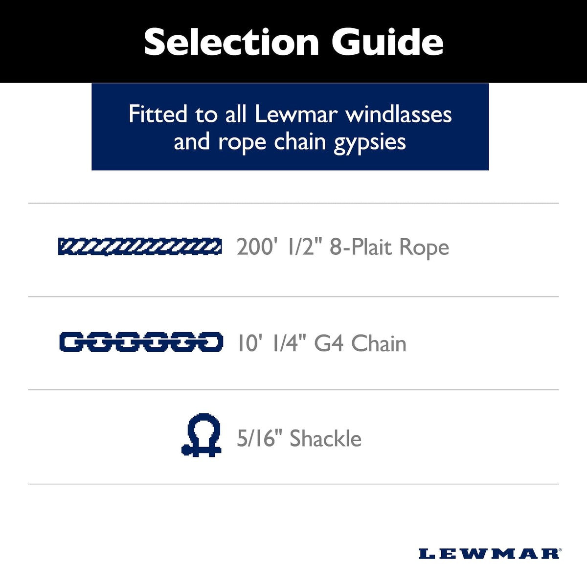 Lewmar Oversized - Not Qualified for Free Shipping Lewmar 10' 1/4" G4 Chain & 1/2" 8-Plait Rope #HM10HT200PX