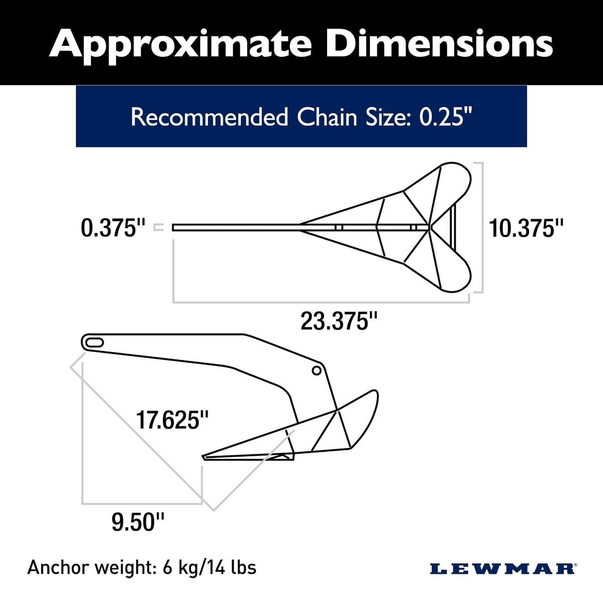 Lewmar Qualifies for Free Shipping LewmarDelta Stainless Steel Anchor 14 lb #0057306