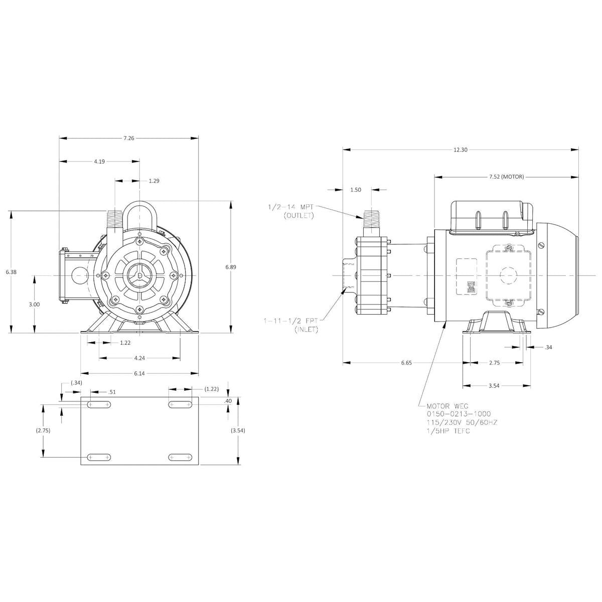 March Pump Qualifies for Free Shipping March Pump TE-5M-MD 115/230v #0150-0253-0100