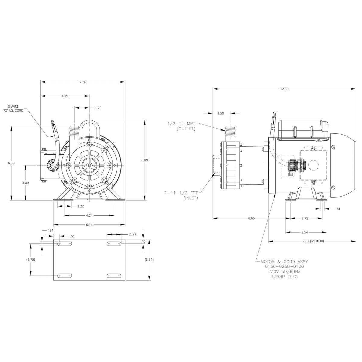 March Pump Qualifies for Free Shipping March Pump TE-5MNS-MD 230v 72" Cord #0150-0260-0100