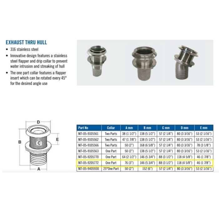 Orcas Qualifies for Free Shipping Orcas Exhaust Thru-Hull 3" with Flap SS #9205772