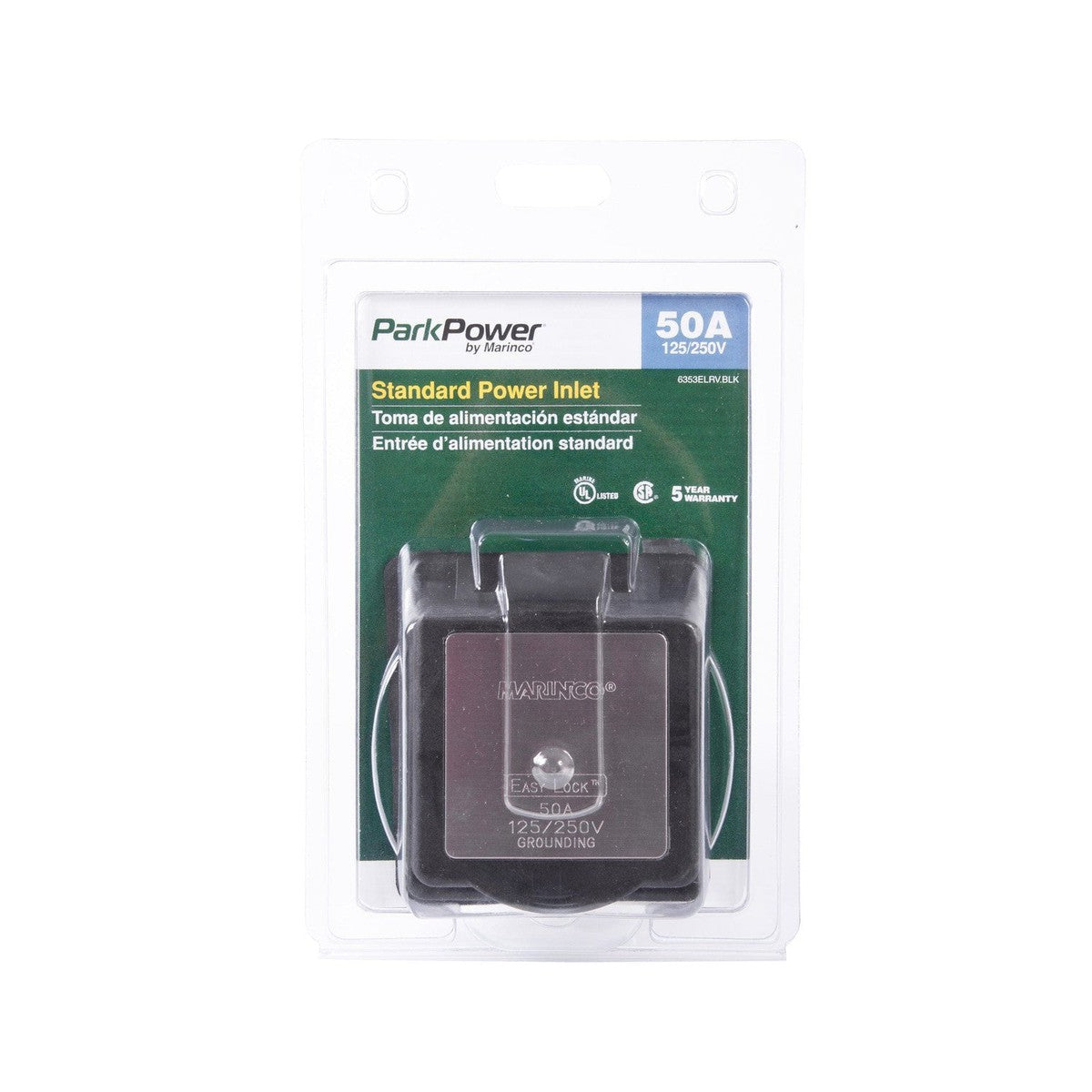 ParkPower Qualifies for Free Shipping ParkPower Standard RV Square Inlet 50a Black 125/250v #6353ELRV.BLK