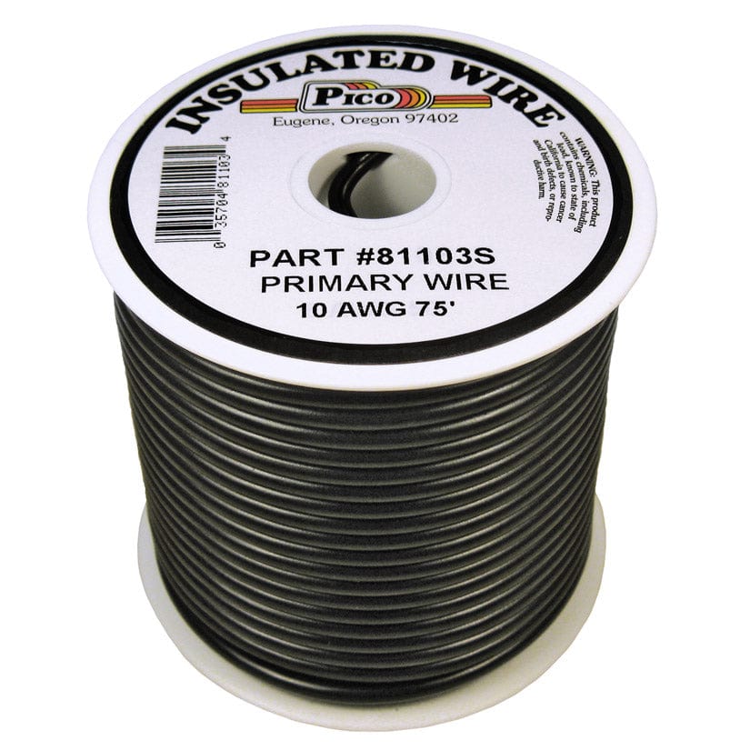 Pico Qualifies for Free Shipping Pico Primary Wire 10 AWG Black 75' Spool #81103S