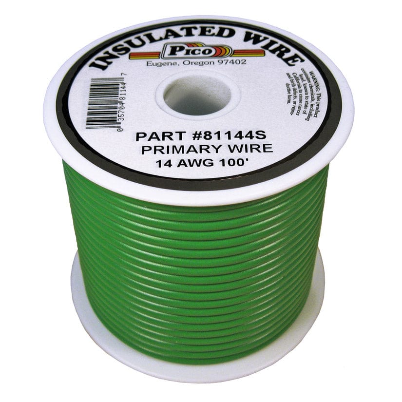 Pico Qualifies for Free Shipping Pico Primary Wire 14 AWG Green 100' Spool #81144S