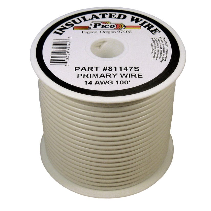 Pico Qualifies for Free Shipping Pico Primary Wire 14 AWG White 100' Spool #81147S