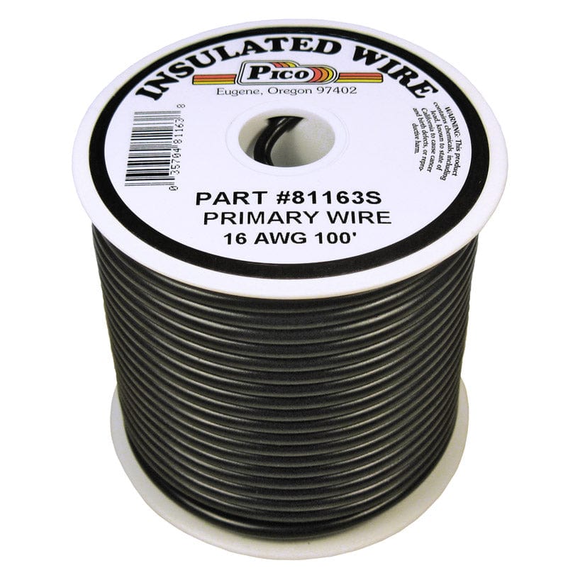 Pico Qualifies for Free Shipping Pico Primary Wire 16 AWG Black 100' Spool #81163S