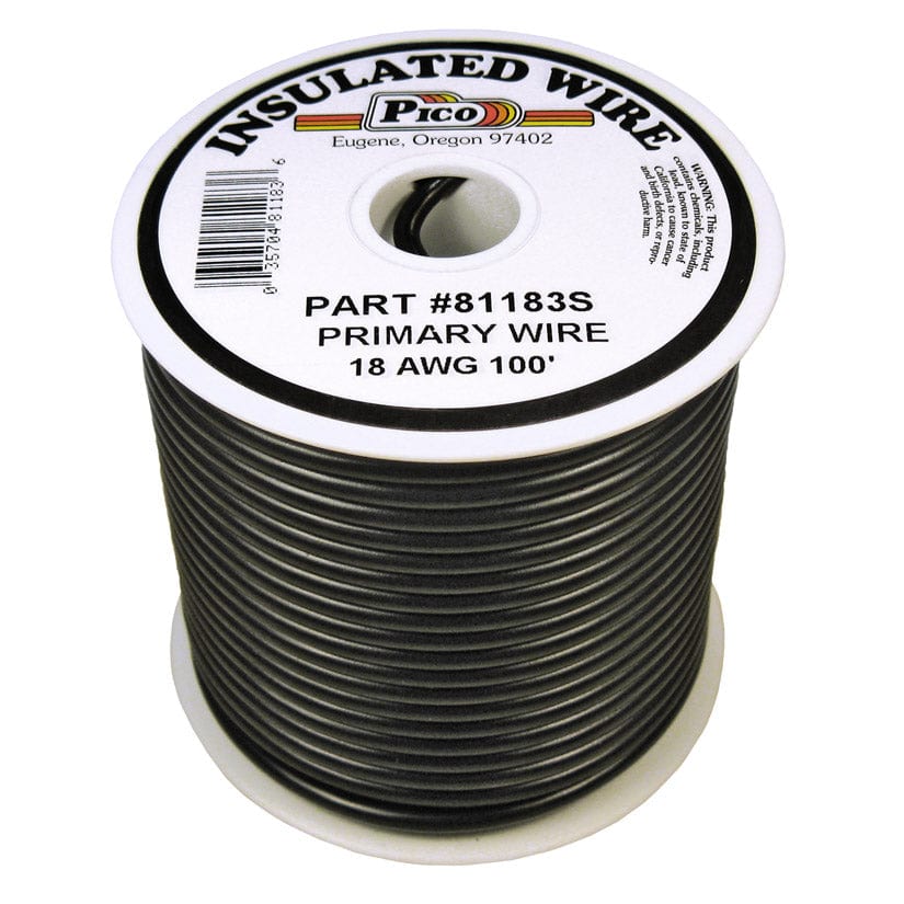 Pico Qualifies for Free Shipping Pico Primary Wire 18 AWG Black 100' Spool #81183S