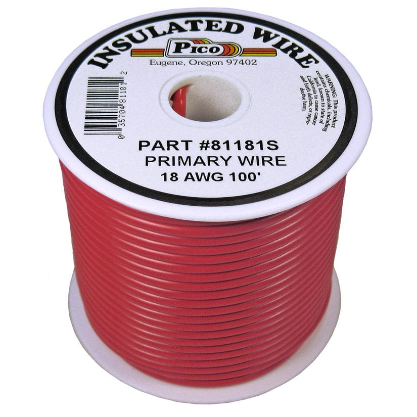 Pico Qualifies for Free Shipping Pico Primary Wire 18 AWG Red 100' Spool #81181S