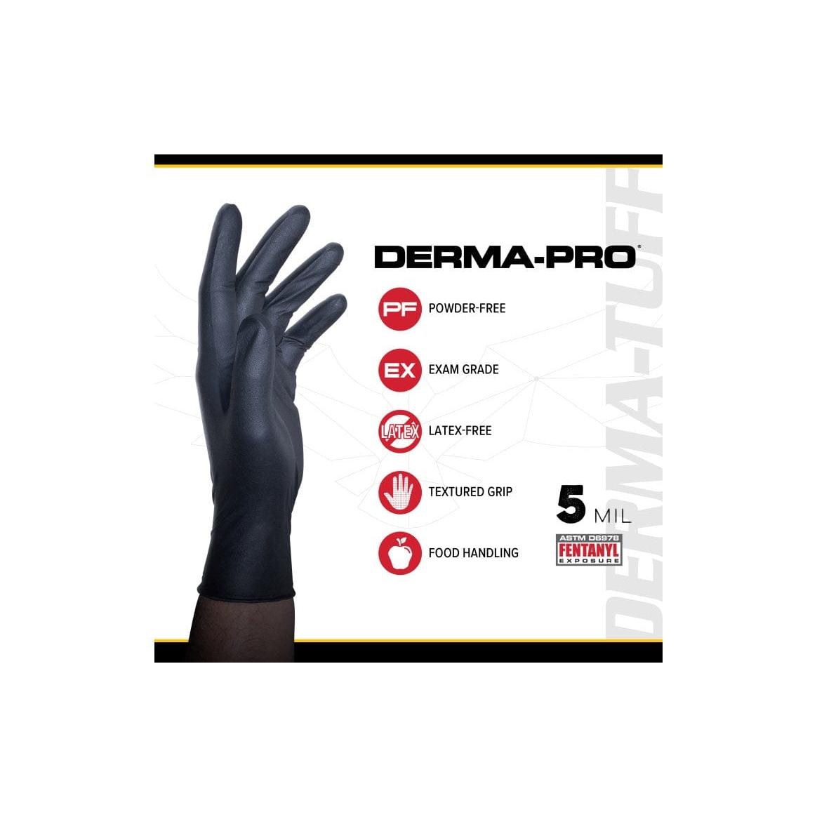 SAS Safety Qualifies for Free Shipping SAS Safety Derma-Pro Powder-Free Nitrile 5mil Black Glove M 100-Box #66542