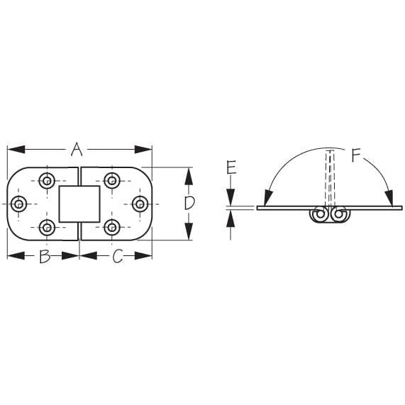 Sea-Dog Qualifies for Free Shipping Sea-Dog Stainless Flush Two Pin Hinge Pair #201551-1