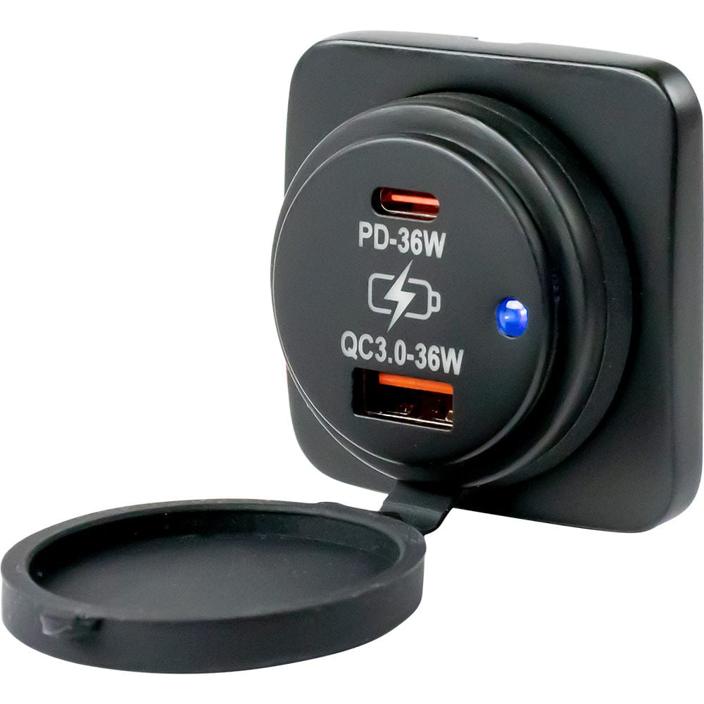 Sea-Dog Qualifies for Free Shipping Sea Dog USB A & USB C Square Surface Mount Power Socket #426531-1