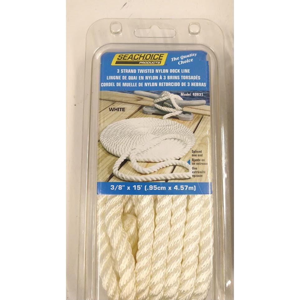 Seachoice Qualifies for Free Shipping Seachoice Nylon Dock Line White 3/8" x 15' #40631