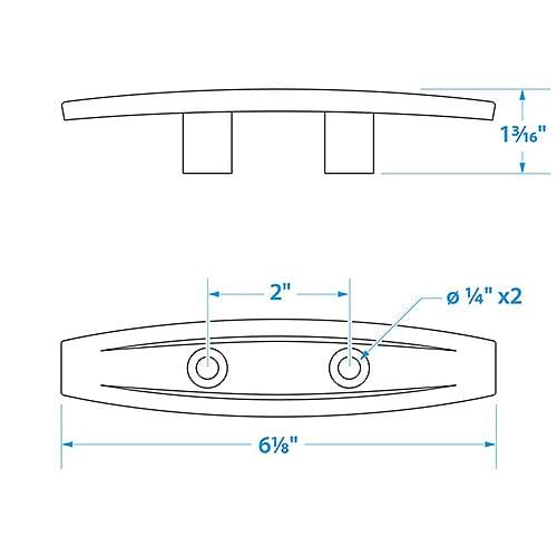 Seachoice Qualifies for Free Shipping Seachoice Open Base Cleat Chrome/Zinc 6-1/8" L x 1-1/3" W x 1-1/4" H #30341