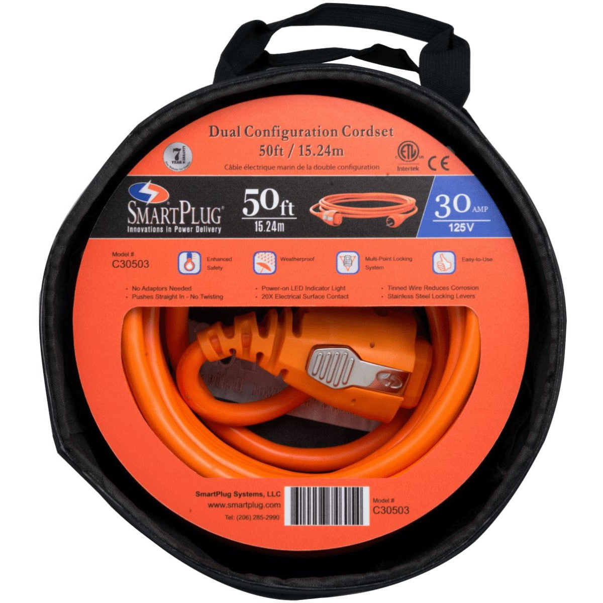 SmartPlug Qualifies for Free Shipping SmartPlug 30a 50' Dual Configuration Cordset #C30503