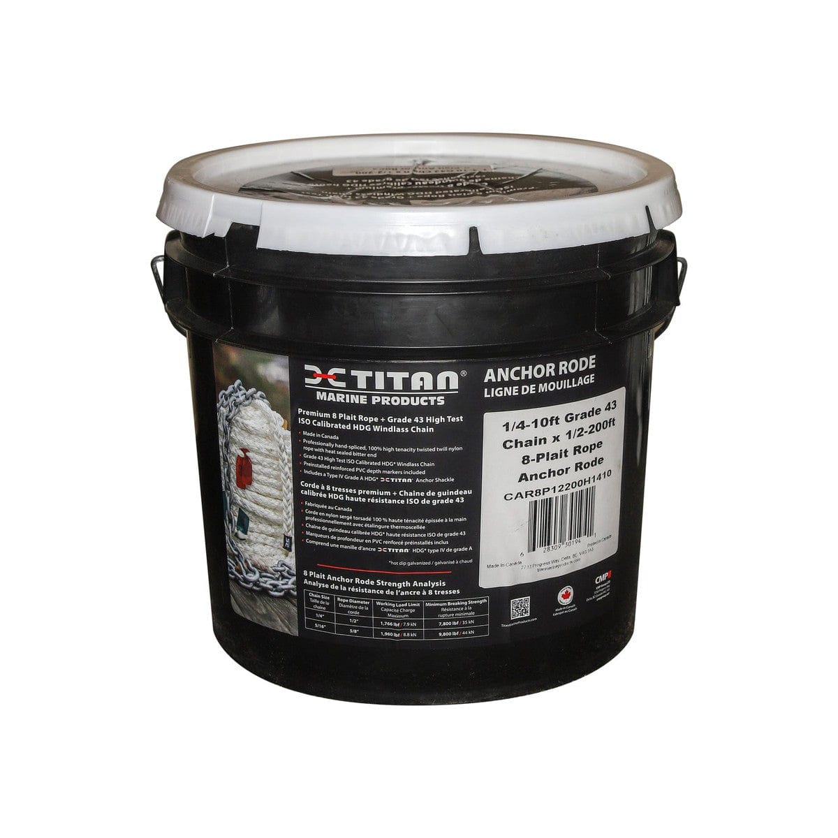 Titan Marine Not Qualified for Free Shipping Titan Marine 1/4" x 50' Chain & 1/2-150' 3-Strand Rode #CAR3S12150H1450