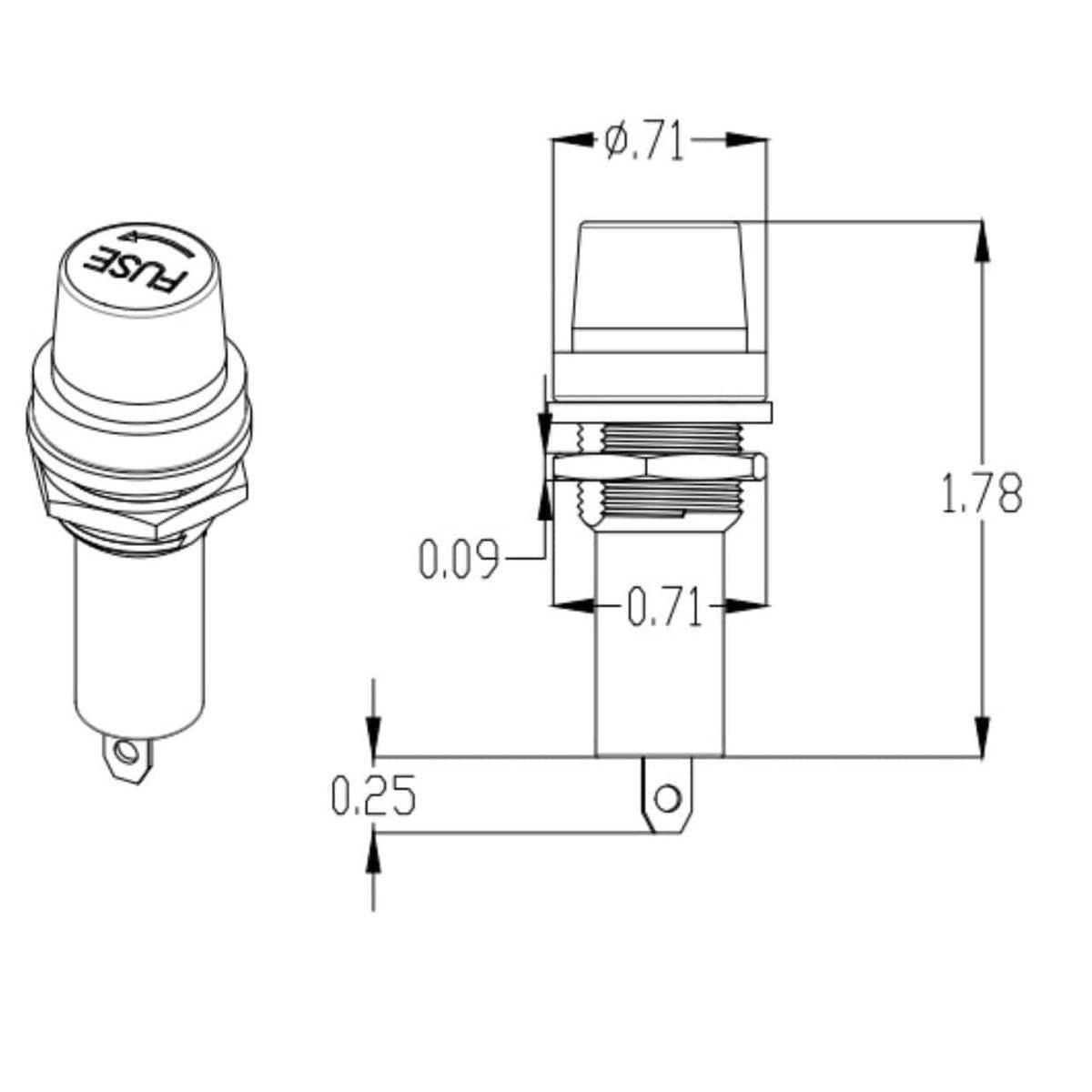 Whitecap Qualifies for Free Shipping Whitecap Replacement Round Fuse Holder #S-3313