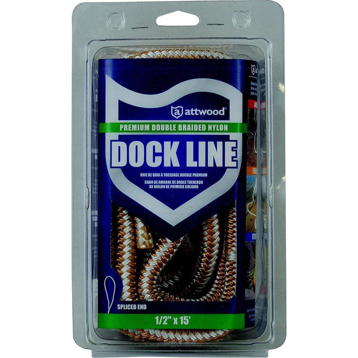 Attwood Marine Qualifies for Free Shipping Attwood 1/2" x 15’ Dockline Gold Double Braided Nylon #117565-7
