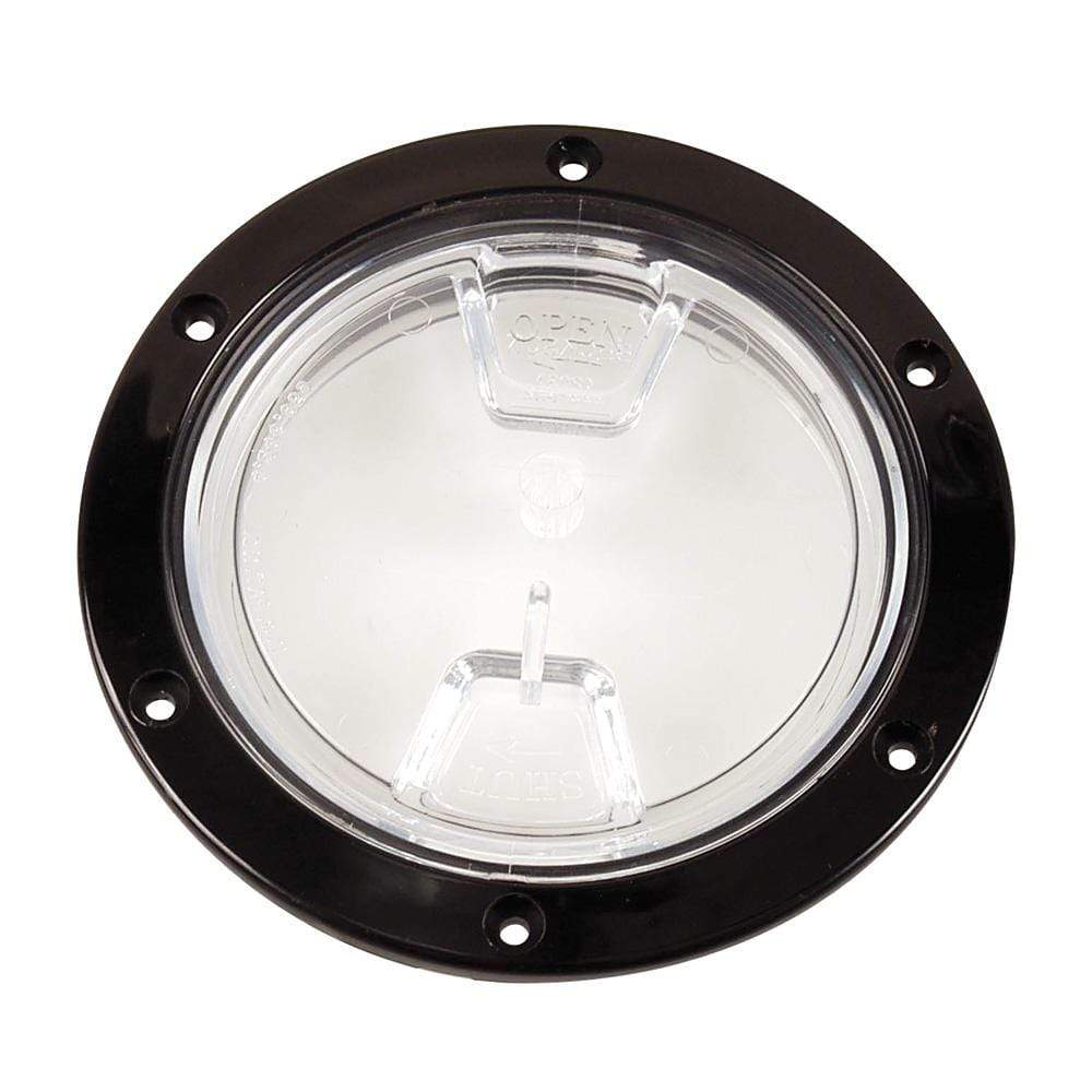 Beckson Marine Qualifies for Free Shipping Beckson 4" Clear Center Screw Out Deck Plate Black 4.5" Cut #DP40-B-C