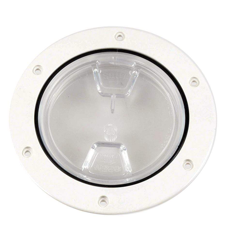 Beckson Marine Qualifies for Free Shipping Beckson 4" Clear Center Screw Out Deck Plate White 4.5" Cut #DP40-W-C