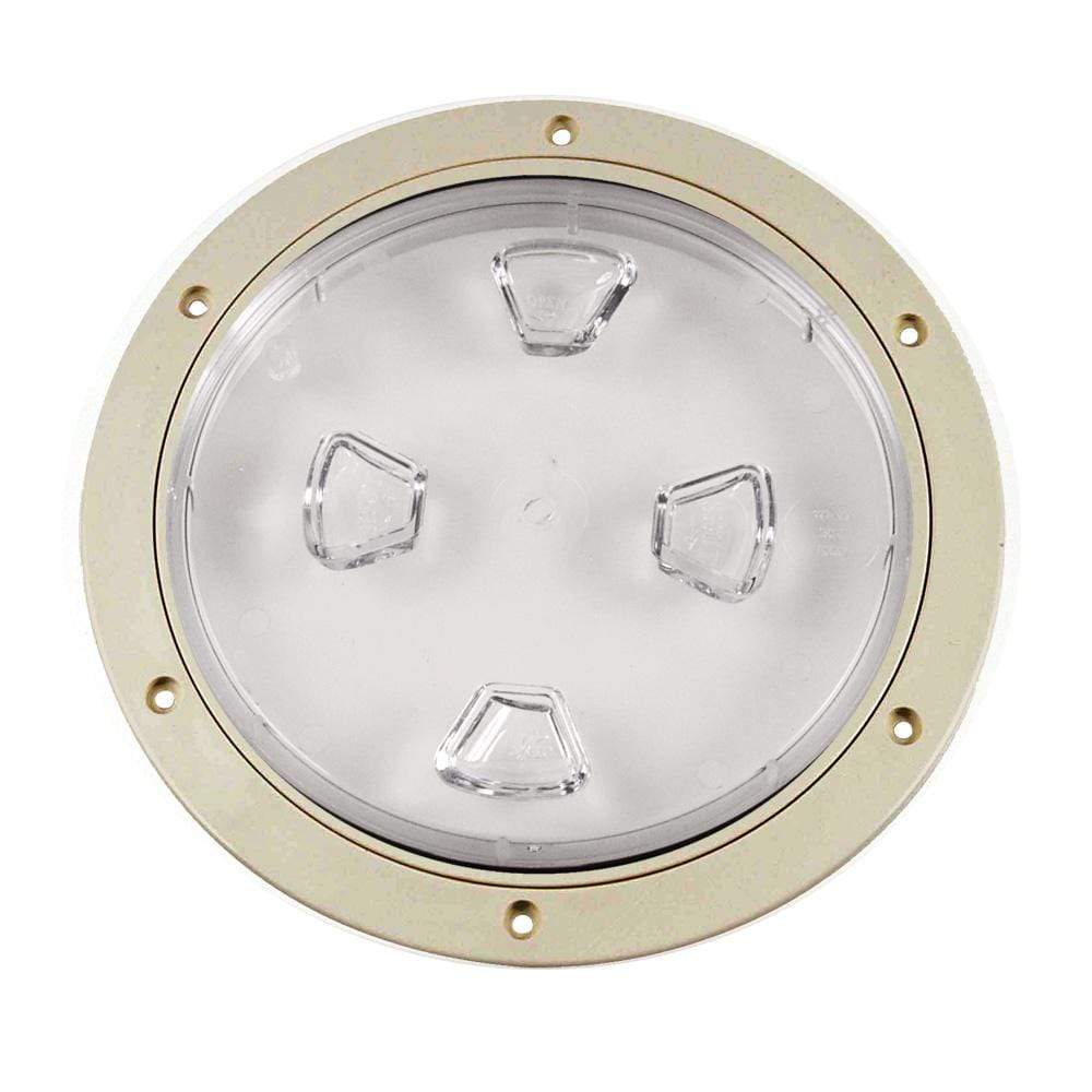 Beckson Marine Qualifies for Free Shipping Beckson 8" Clear Center Screw Out Deck Plate Beige 8.5" Cut #DP80-N-C