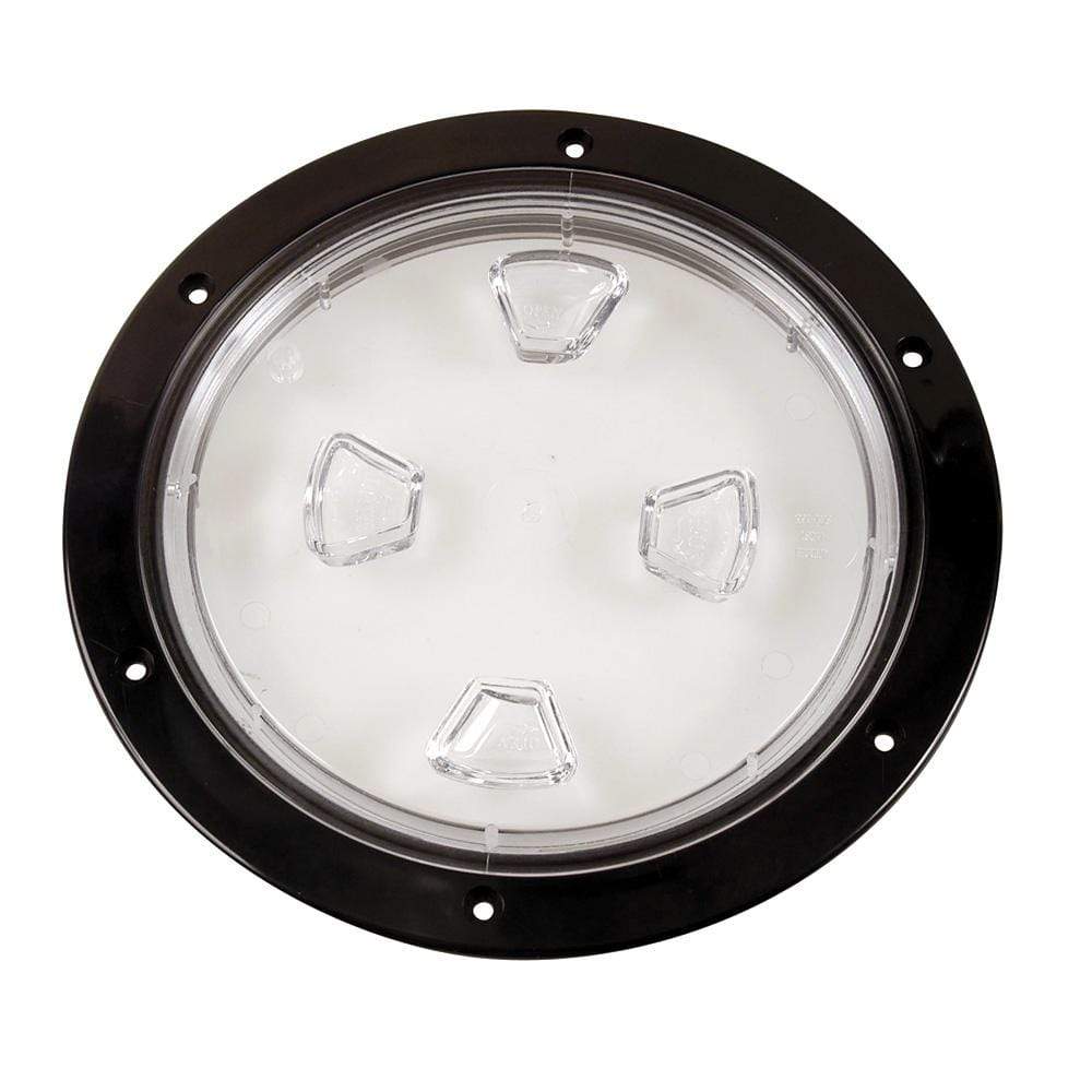Beckson Marine Qualifies for Free Shipping Beckson 8" Clear Center Screw Out Deck Plate Black 8.5" Cut #DP80-B-C