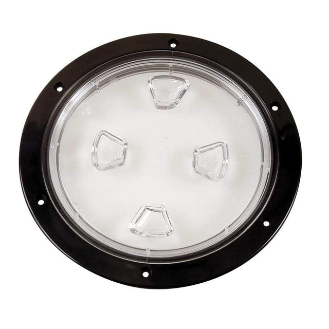 Beckson Marine Qualifies for Free Shipping Beckson 8" Clear Center Screw Out Deck Plate Black 8.5" Cut #DP80-B-C