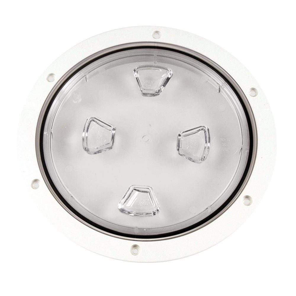 Beckson Marine Qualifies for Free Shipping Beckson 8" Clear Center Screw Out Deck Plate White 8.5" Cut #DP80-W-C