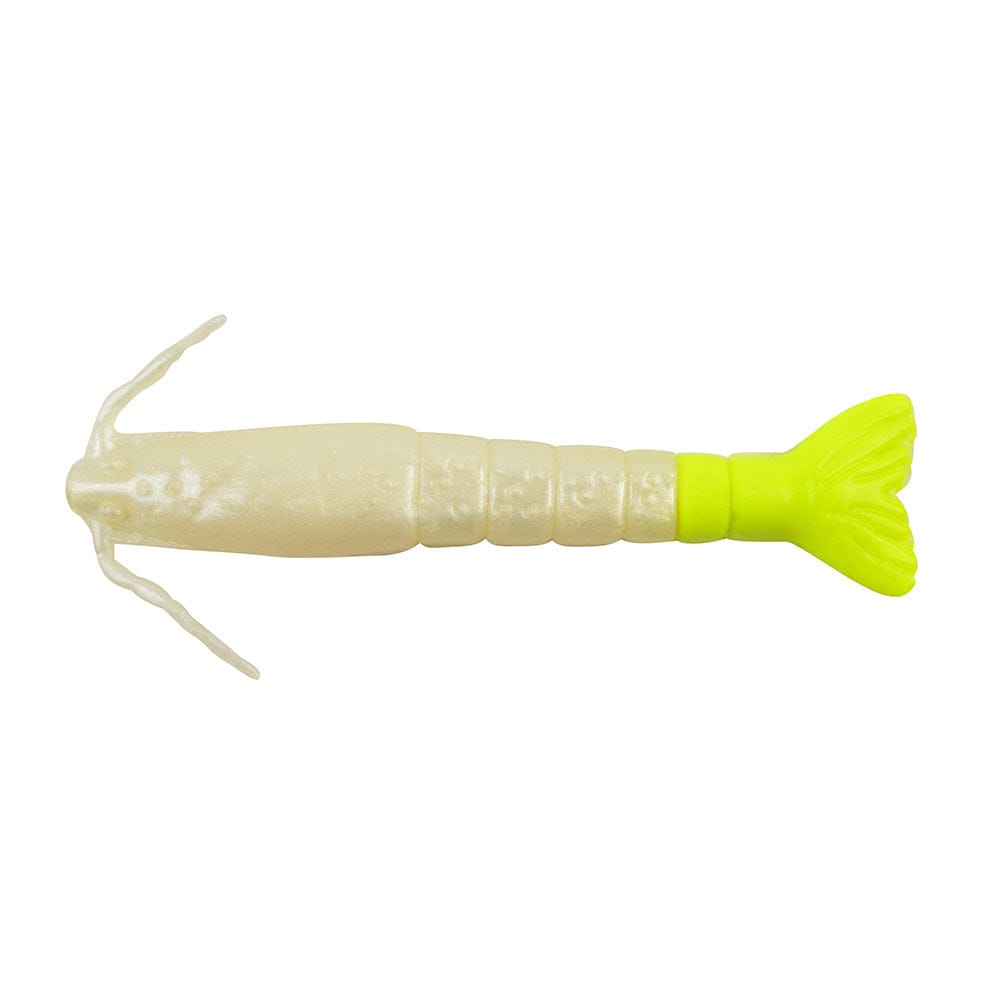 Berkley Qualifies for Free Shipping Berkley Gulp Shrimp 3" Pearl White/Chartreuse #1240006