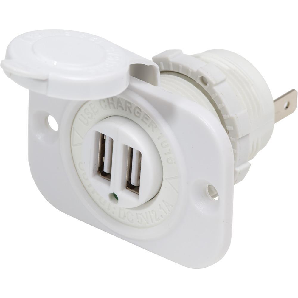 Blue Sea 12v Dual USB Charger Socket White #1016200
