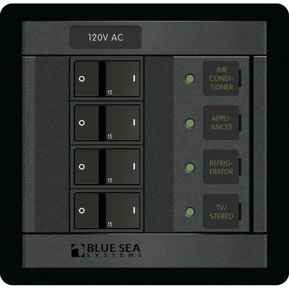 Blue Sea System Qualifies for Free Shipping Blue Sea 4-Position Square 120v Main Breaker Panel #1210